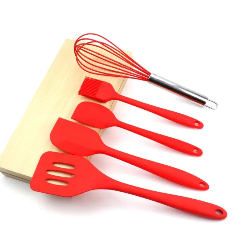 5Pcs Non-stick Silicone Baking Utensils Set Spatula Egg Beaters Shovel Brush Bakeware CookingTools Set