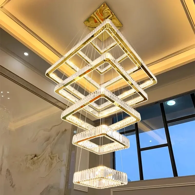 Imagem -02 - Modern Crystal Chandelier For Home Decoração Stair Pendant Lamp Living Room Pendant Lights Iluminação Interior Novo 2024