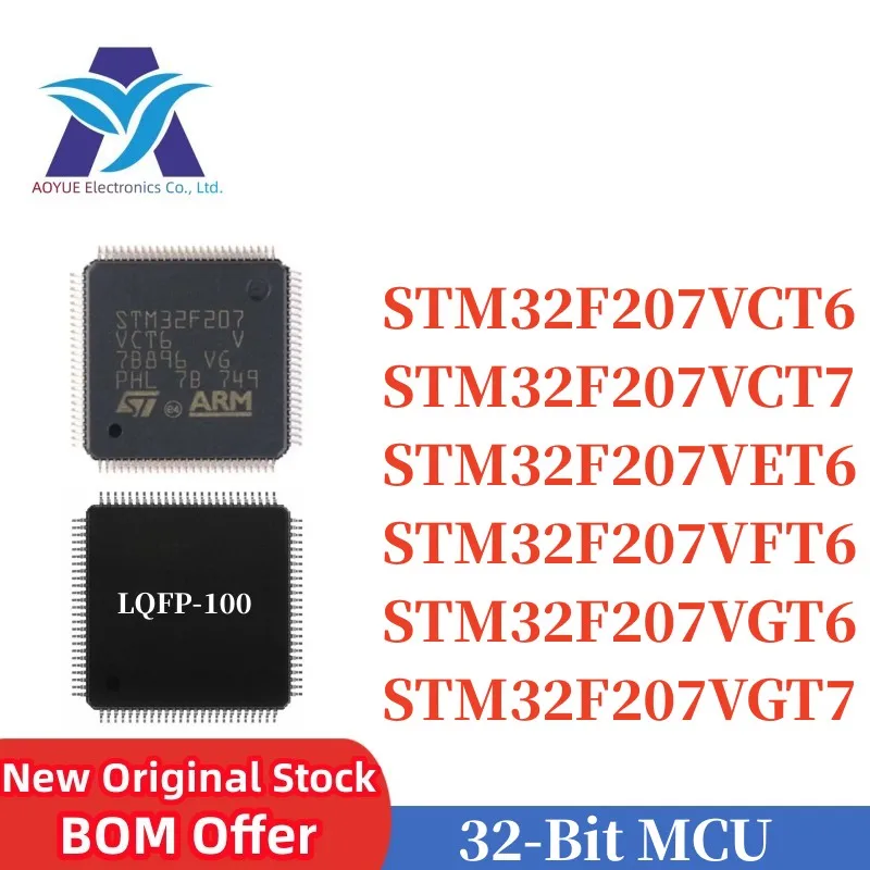 STM32F207VCT6 STM32F207VCT7 STM32F207VET6 STM32F207VFT6 STM32F207VGT6 STM32F207VGT7 TR LQFP-100 32Bit ARM MCU Series BOM Offer