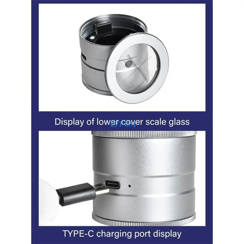 

E15A Handheld Glass with Scale LED Light 10X Lens Loupe for Inspection Jewelry Stamp Magnifier