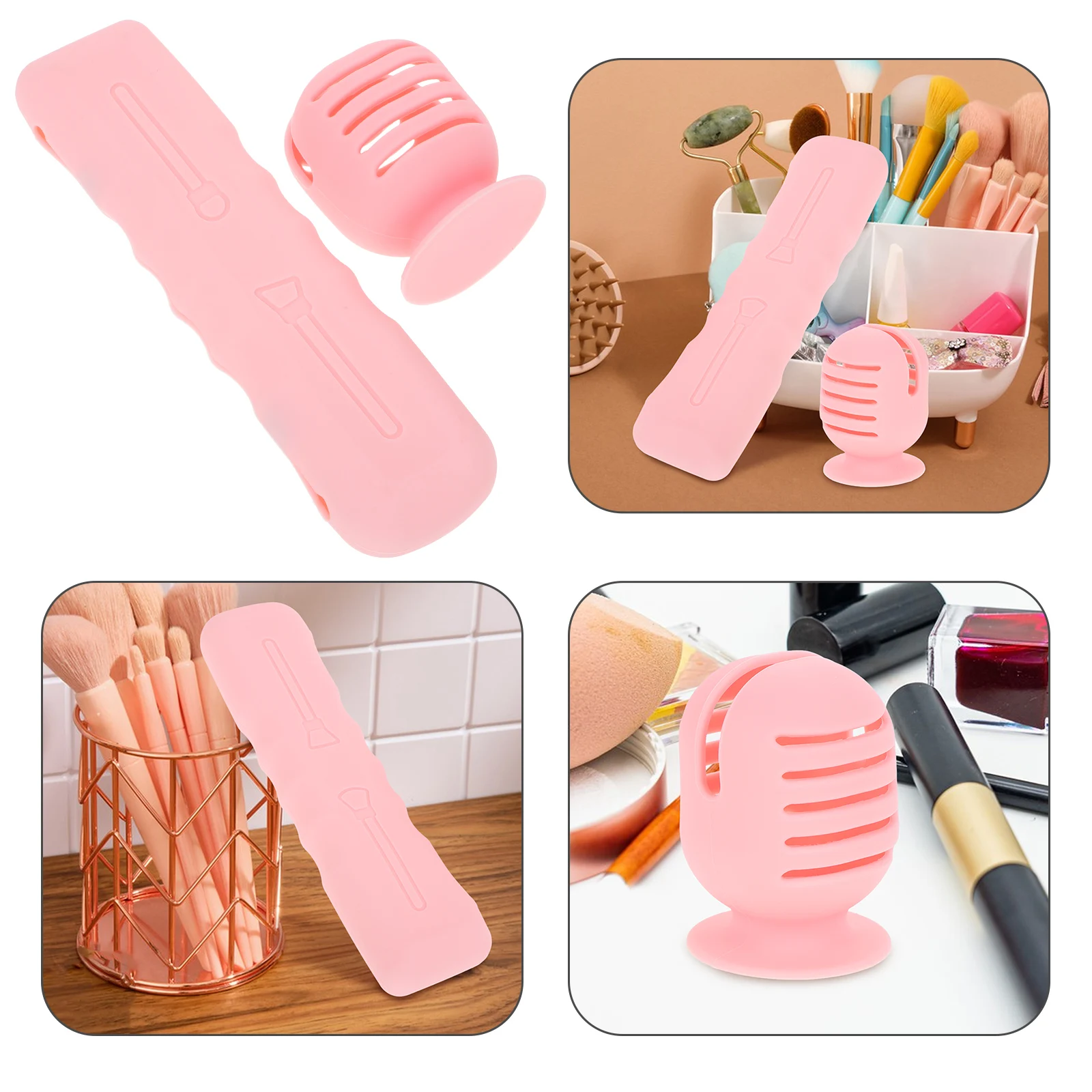 

2pcs Makeup Brush Storage Bag Portable ganizer for Brushes Beauty Sponge Magnetic Closure Travel Case Pink