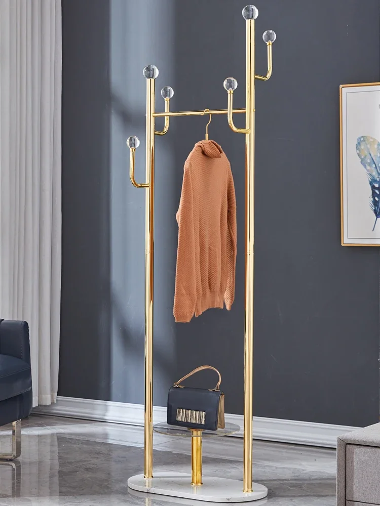 Coat Floor Hanger Golden Light Luxury Modern Double Pole Hangers Multi-Functional Large Hanger