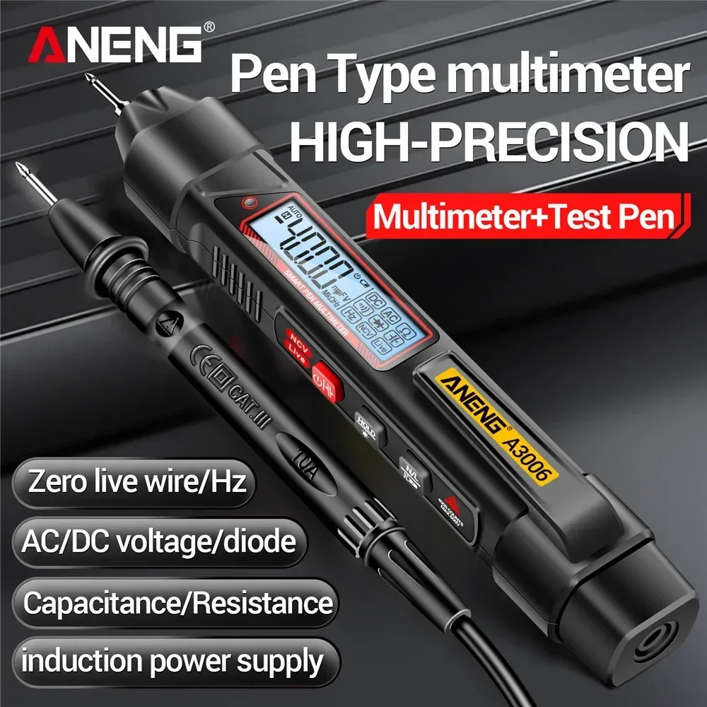 Multimètre stylo ANENG A3006 2-en-1 haute précision, testeur NCV, détection de fil sous tension, Hz, tension AC/DC, diode, capacité, résistance, induction, outil d'électricien