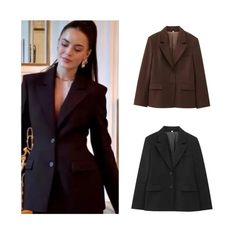 سترة نسائية مكتب سيدة الربيع جيب الديكور امرأة عادية زر معطف المرأة ملابس خارجية أنيقة أبلى سترة الإناث