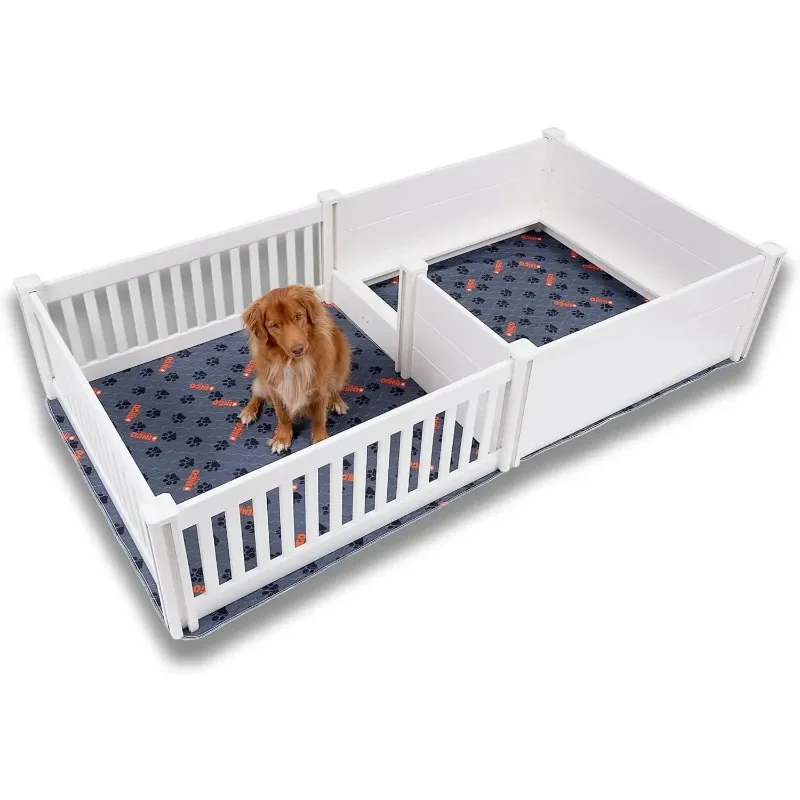 Whelping Box for Dogs | 94” x 48” (Dual Zone) | 2 Washable Pee Pads + 2  Storage Bags | DingoSafe Rail System