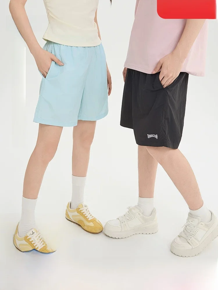 

Summer Fitness Running Shorts Men's Loose Fit Drawstring Embroidered English Sportswear Youth Nylon Straight Leg mid Waist