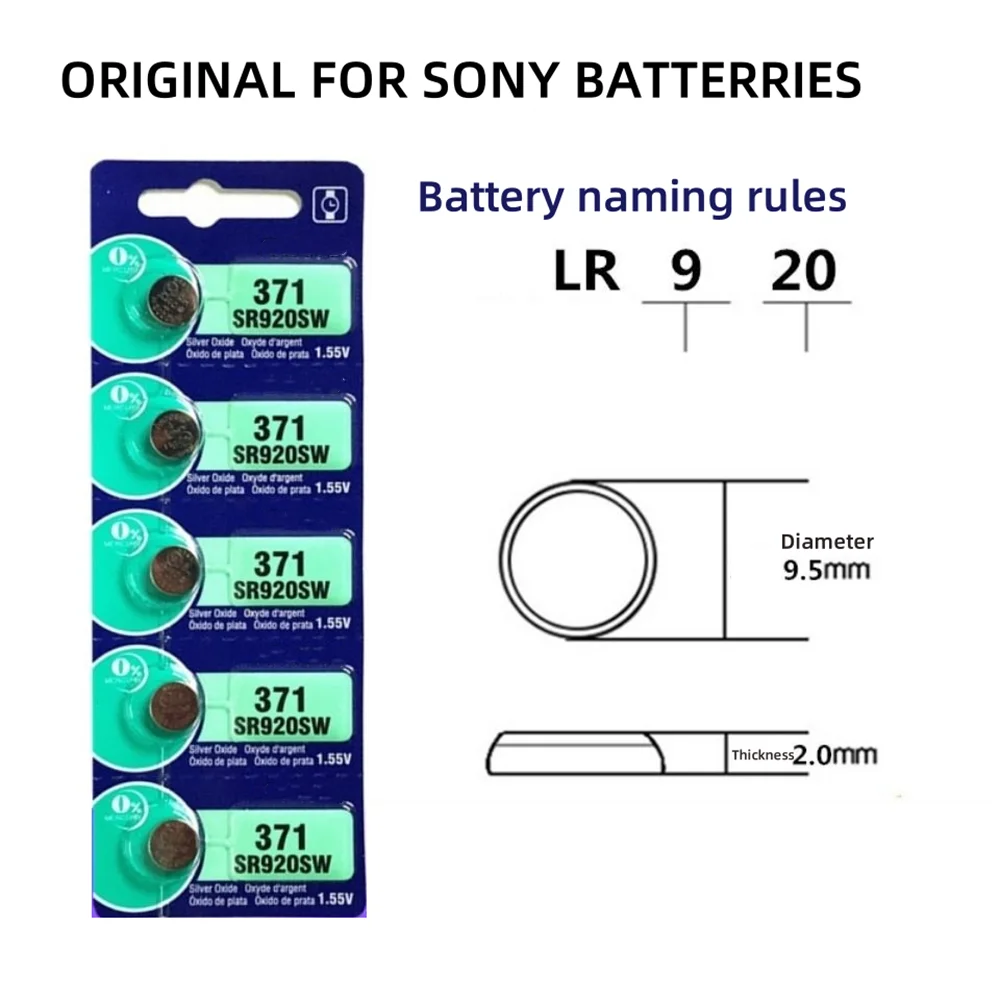 Baterias de botão originais para brinquedos de relógio, Bateria Remota Cell Coin, Sony AG6, 371, SR920SW, LR920, SR927, 171, 370, L921, LR69, SR920