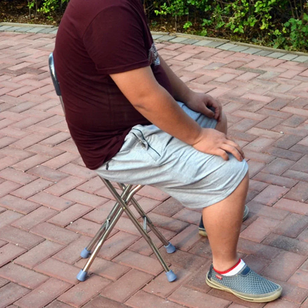 

Foldable Four Legs Stool Walking Stick Anti-Slip Design Sturdy Seats Cane Daily Use