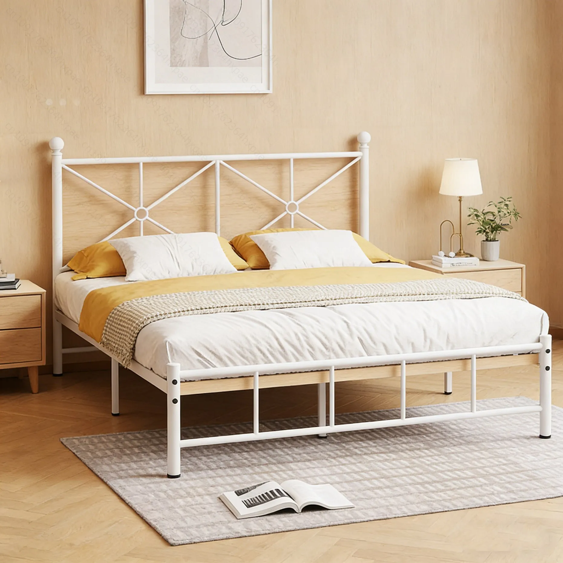 

Каркас кровати для спальни 1.2/1.5/1.8 м, простая сборка, современный прочный железный каркас, минималистичный, из квадратной трубы, для домашнего матраса, на паллетах