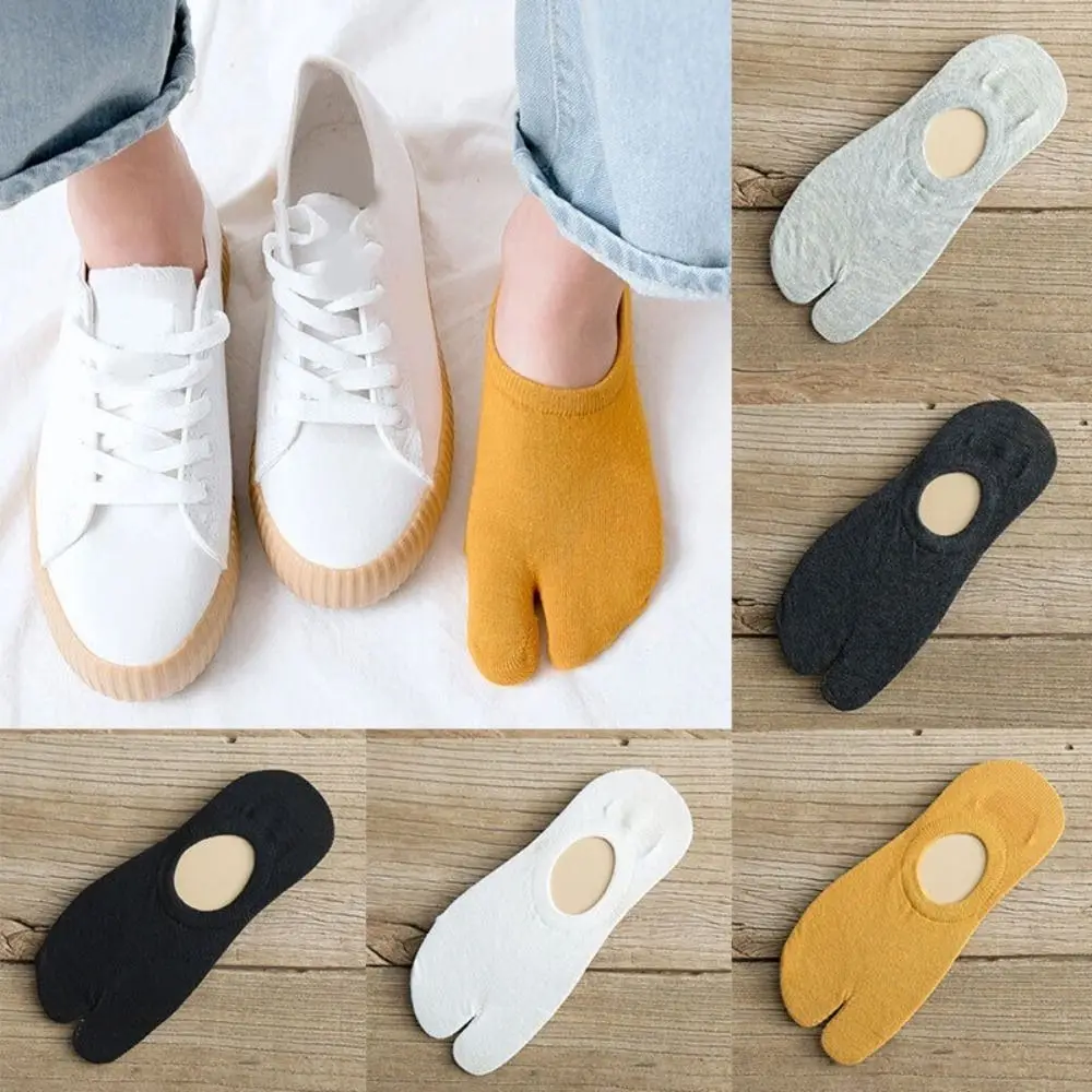 Casual Two-Toed Split Cotton Socks Couple Sandal Socks Split-toe Socks Silicone Non-slip Low Top Summer Thin Socks New Fashion image 2