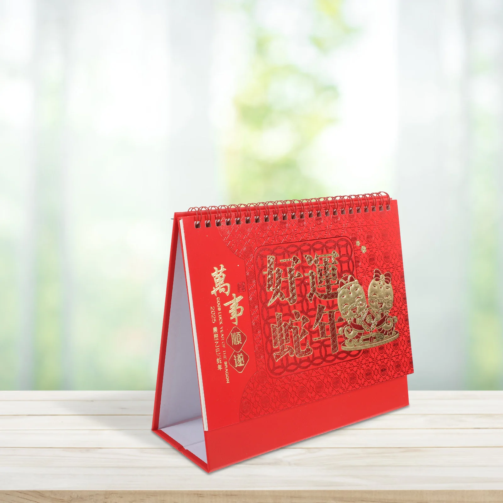 Calendario da tavolo per Capodanno cinese 2025 Design ribaltabile Anno del serpente Elegante pianificatore da scrivania Home Office Calendario da tavolo decorativo 2025
