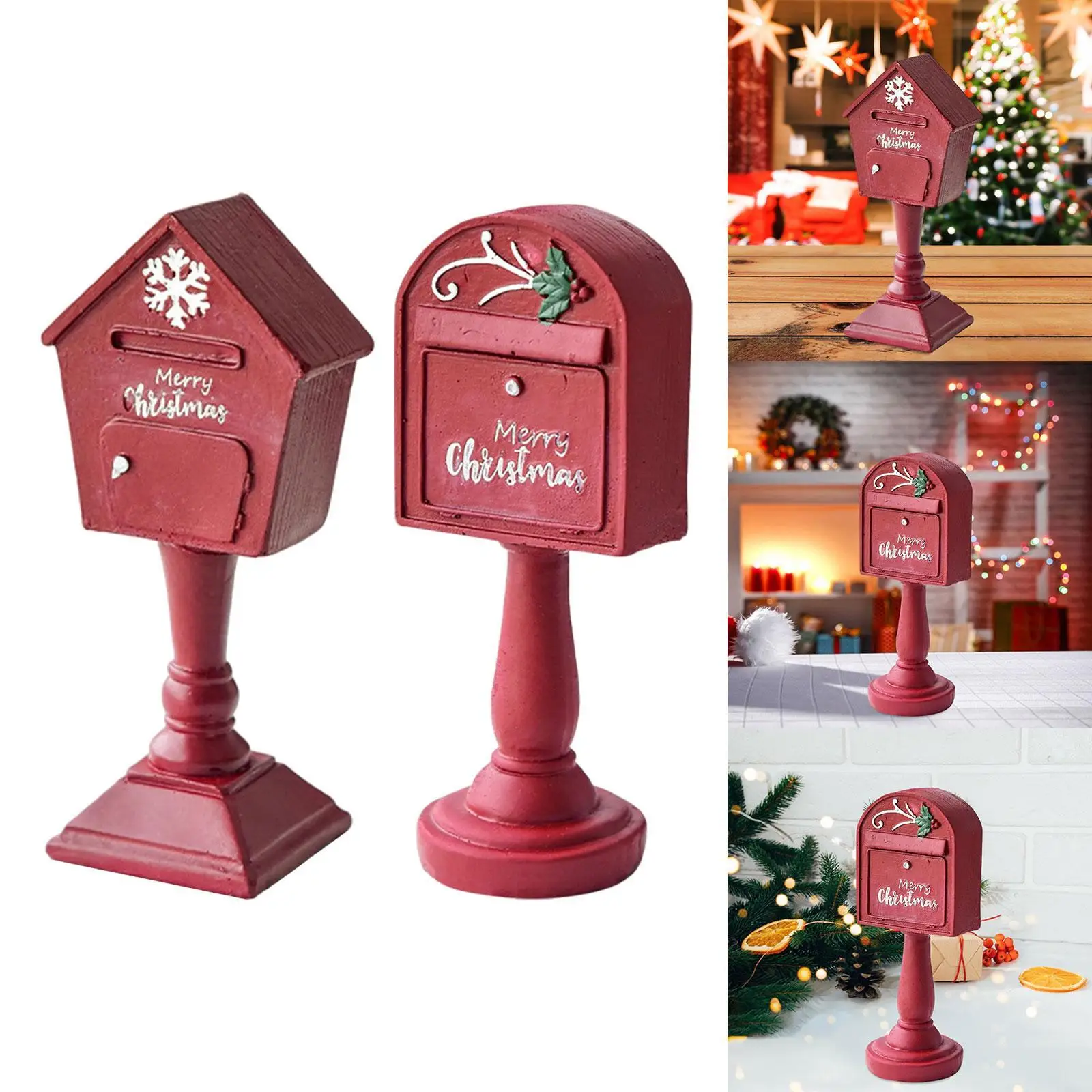 Christmas Sculpture Decorative Collectible Artwork Mailbox Statue Ornament for Bedroom Housewarming Bookshelf Desktop Fireplace image 4
