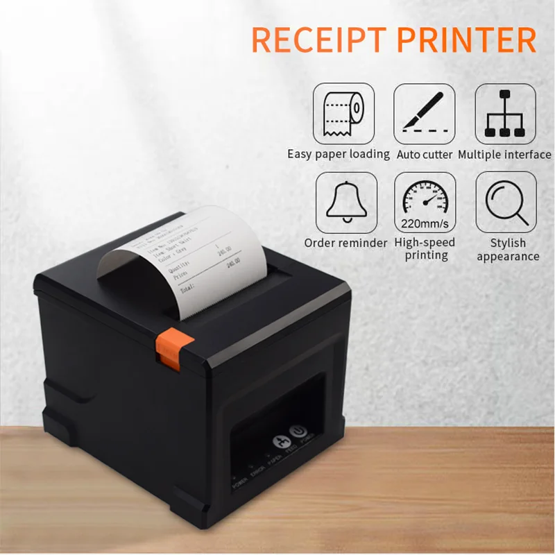 80MM Thermal Printer - POS-8360 Thermal Receipt POS Printer With Auto Cutter -Print 80MM Width Bluetooth USB network port