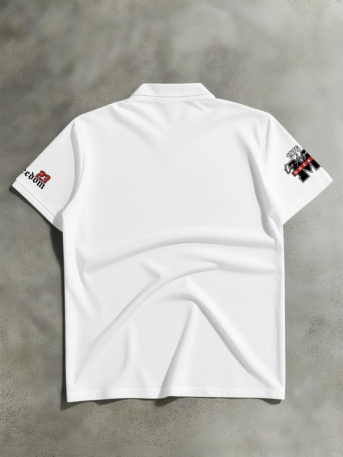 Men Los Angeles RISE Freedom Number 23 Dream M Logo 1976 Sleeve Print Short Sleeve Polo Shirt S-XXL