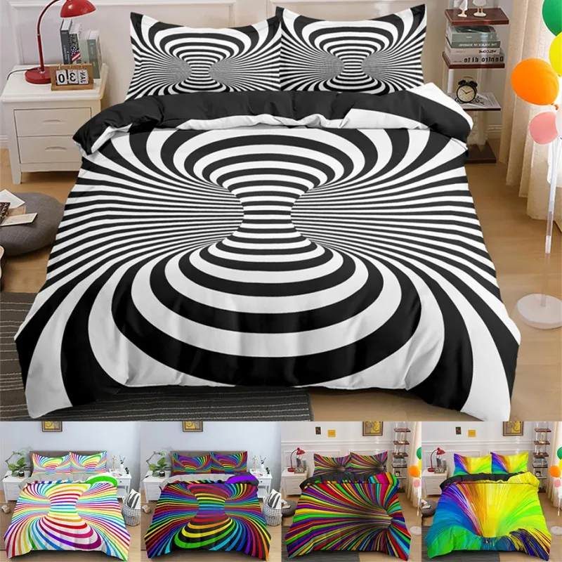 Abstract Geometric 3D Bedding Set Duvet Cover Set & Pillowcase Quilt Cover Single Twin Full EU Double King Queen Size Bedding