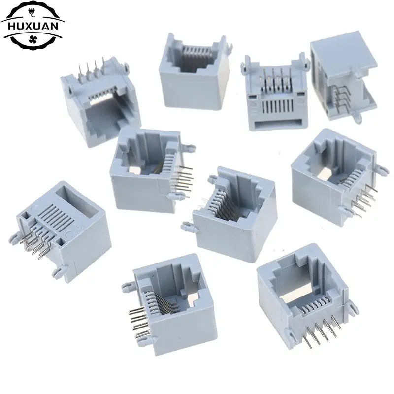 10 Buah/Banyak RJ45 8P8C Komputer Jaringan Internet PCB Jack Socket