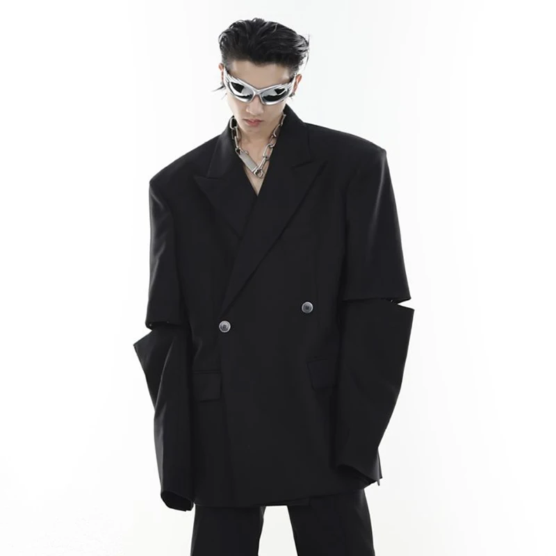 PFNW Niche Style Male Deconstruct Shoulder Pads Suit Jacket Lapel Cuff Detachable Sleeve Design Tops Autumn 2024 Tide 28W4017