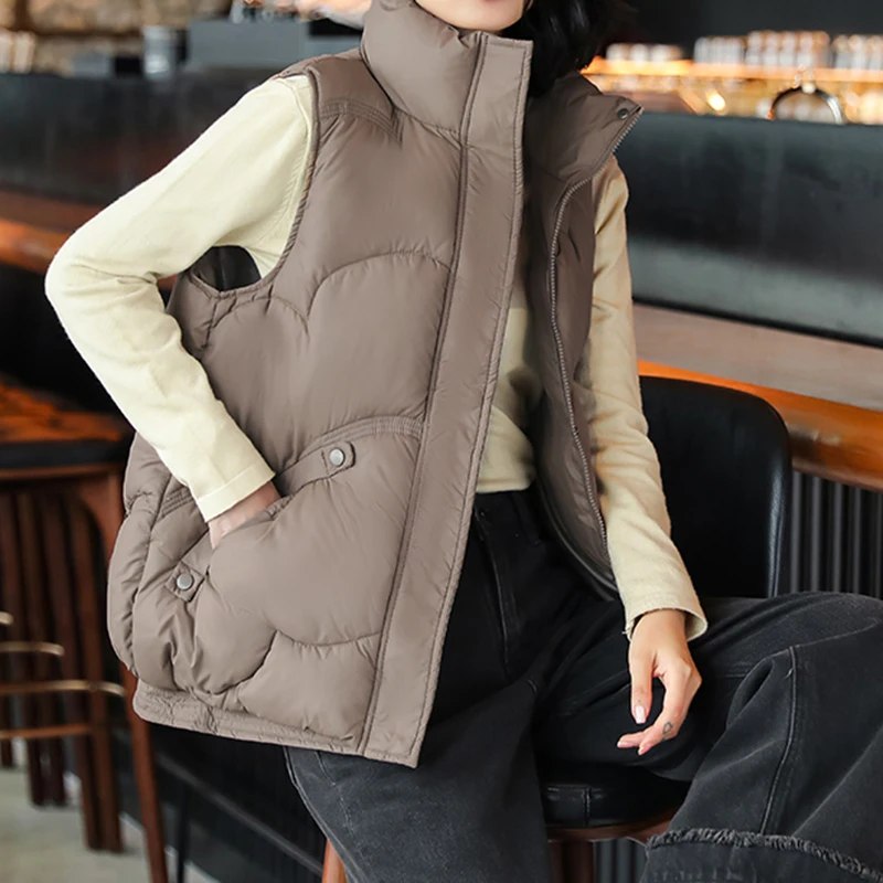 

Autumn and Winter Fashion Versatile Down Cotton Vest Coat Women's Korean Version Loose Thickened Cotton Vest