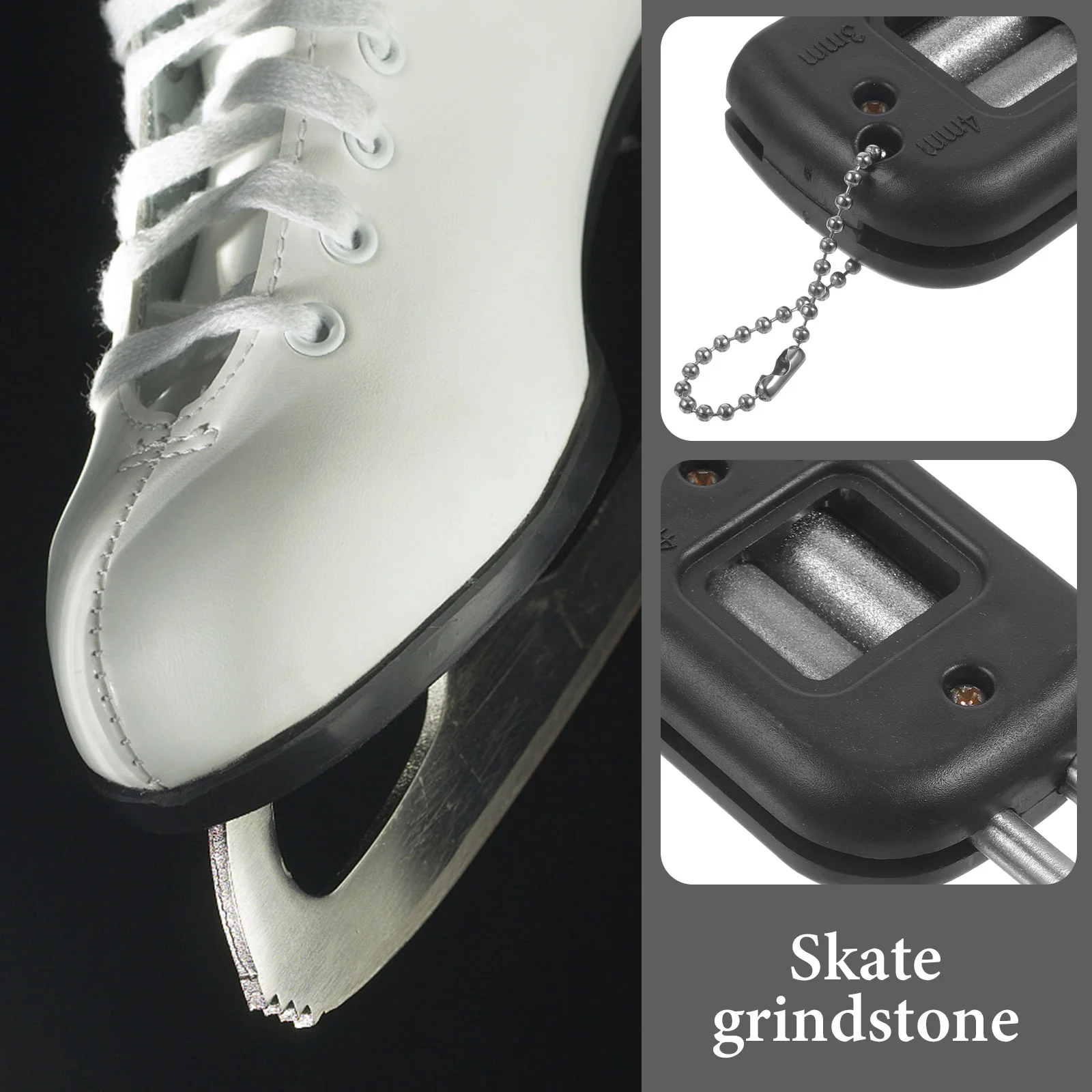 2 ชิ้นสเก็ต Sharpener Grindstone แบบพกพาใบมีดสเก็ตน้ําแข็ง Professional Conditioner Diamond Abs