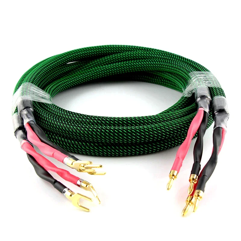 McIntosh Speaker Cable 2 To 4 BiWire / Single Line Main Amplifier Speaker Surround Cable Gold Plated Banana Plug / Y Spade Plug