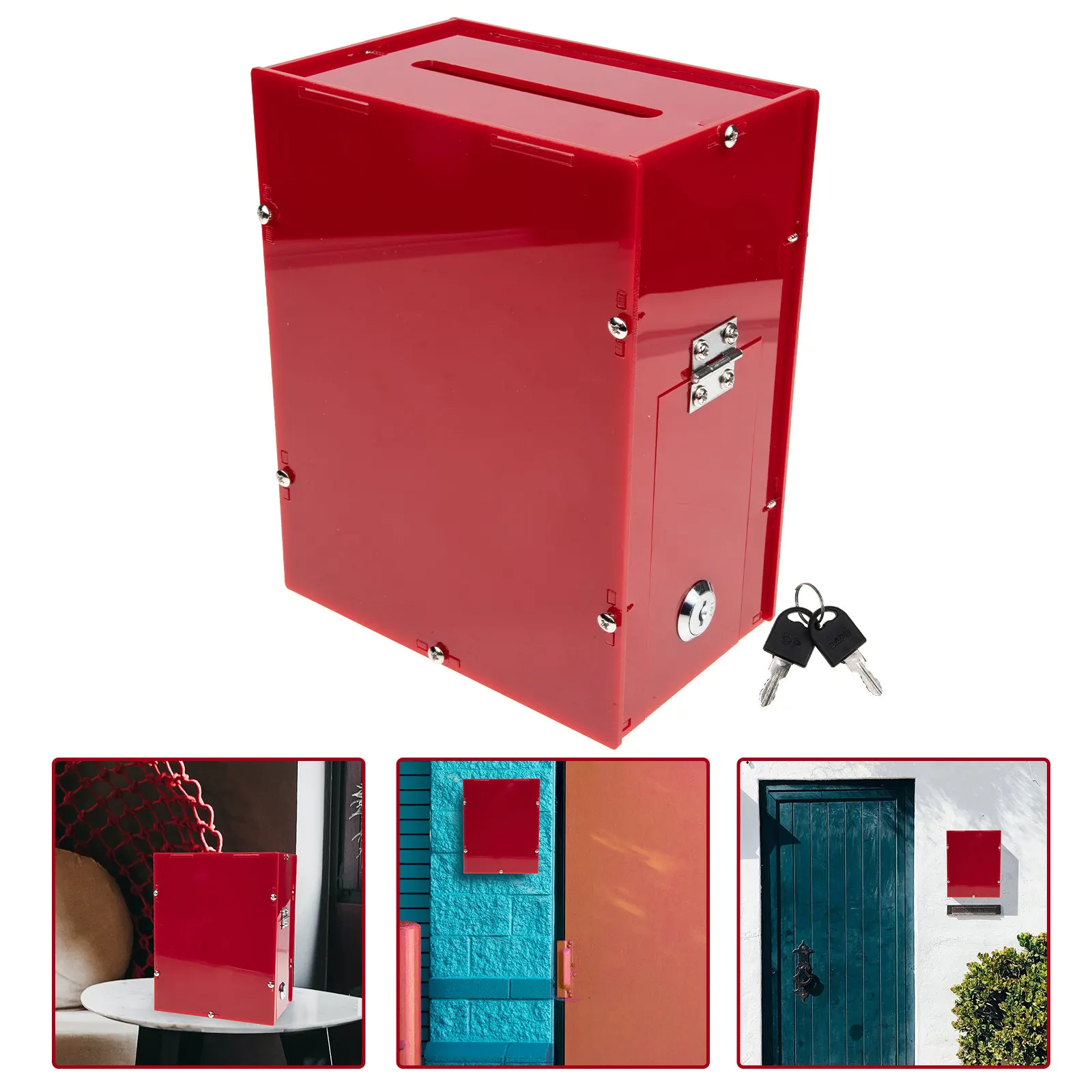 Premium Acrylic Ballot Box Portable Voting Case with Lock Secure Smooth Edges Multipurpose Desktop Donation Polling Storage Box