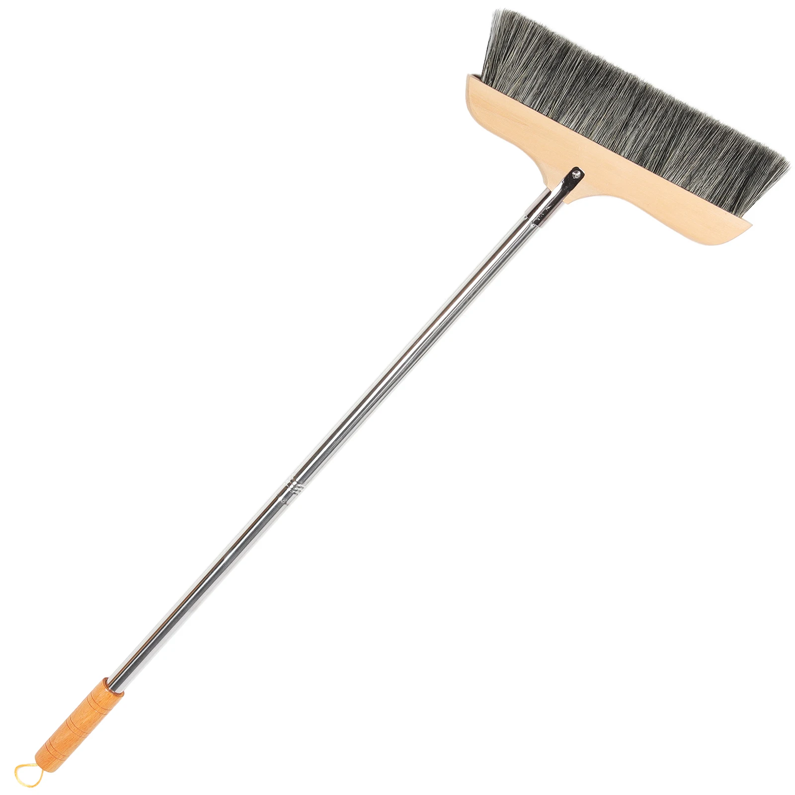 

Bristle Broom Soft Pig Hair White Anti Static Long Handle Stainless Steel Rod Durable Lightweight Home Broom Wooden Sweeping