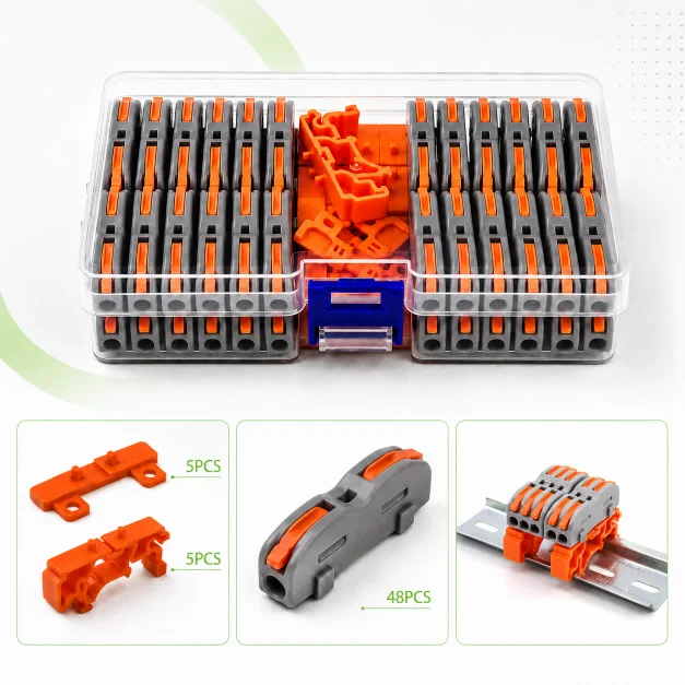 Boxed Wire Electrical Connectors Din Rail Type Mini Fast Universal Compact Push-in LED Terminal Block