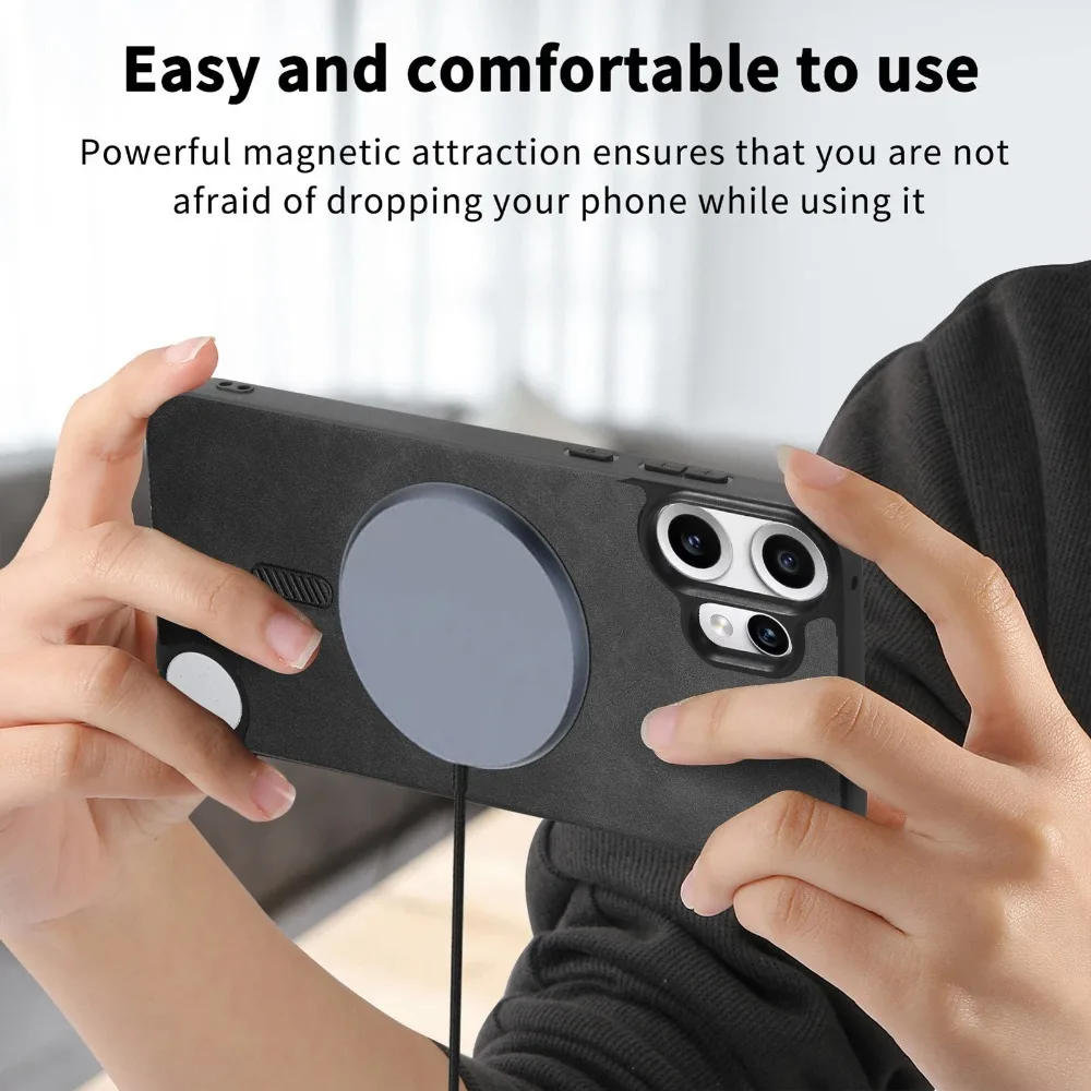 For Nothing CMF Phone 1 2 Pro 3a 4a Luxury Case Magnet Leather Back Panel Wireless Charge Bumper Nothing CMF Phone1 2A + 5G Capa