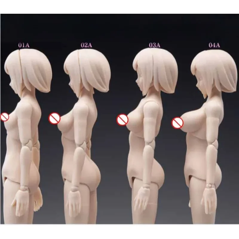 T86-ST01 1/12 Scale Female Body Figure W/ Anime Girl Head Super Flexible Joint Body Model White Wheat Action Figure Doll