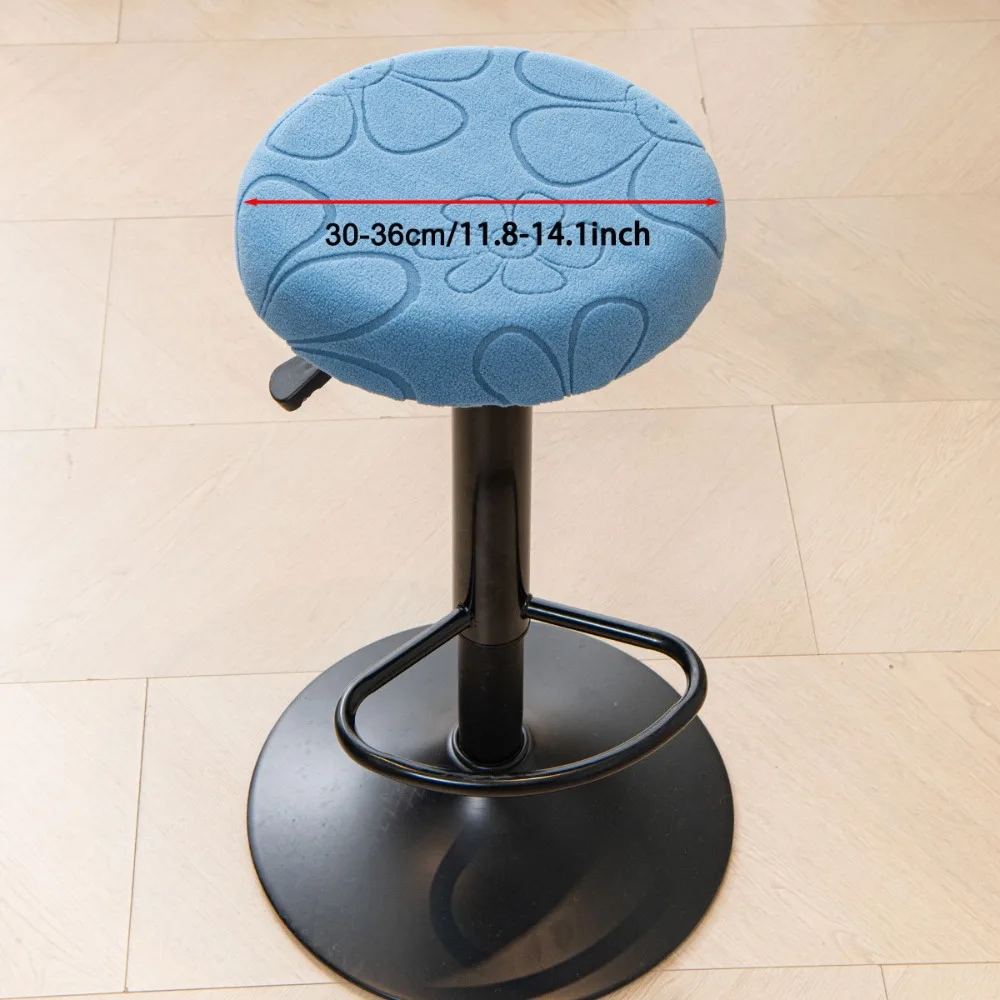 Jacquard Bar Round Stool Cover Thickened Stretchable Seat Chair Slipcover Washable Elastic Stool Cushion Cover for All Seasons