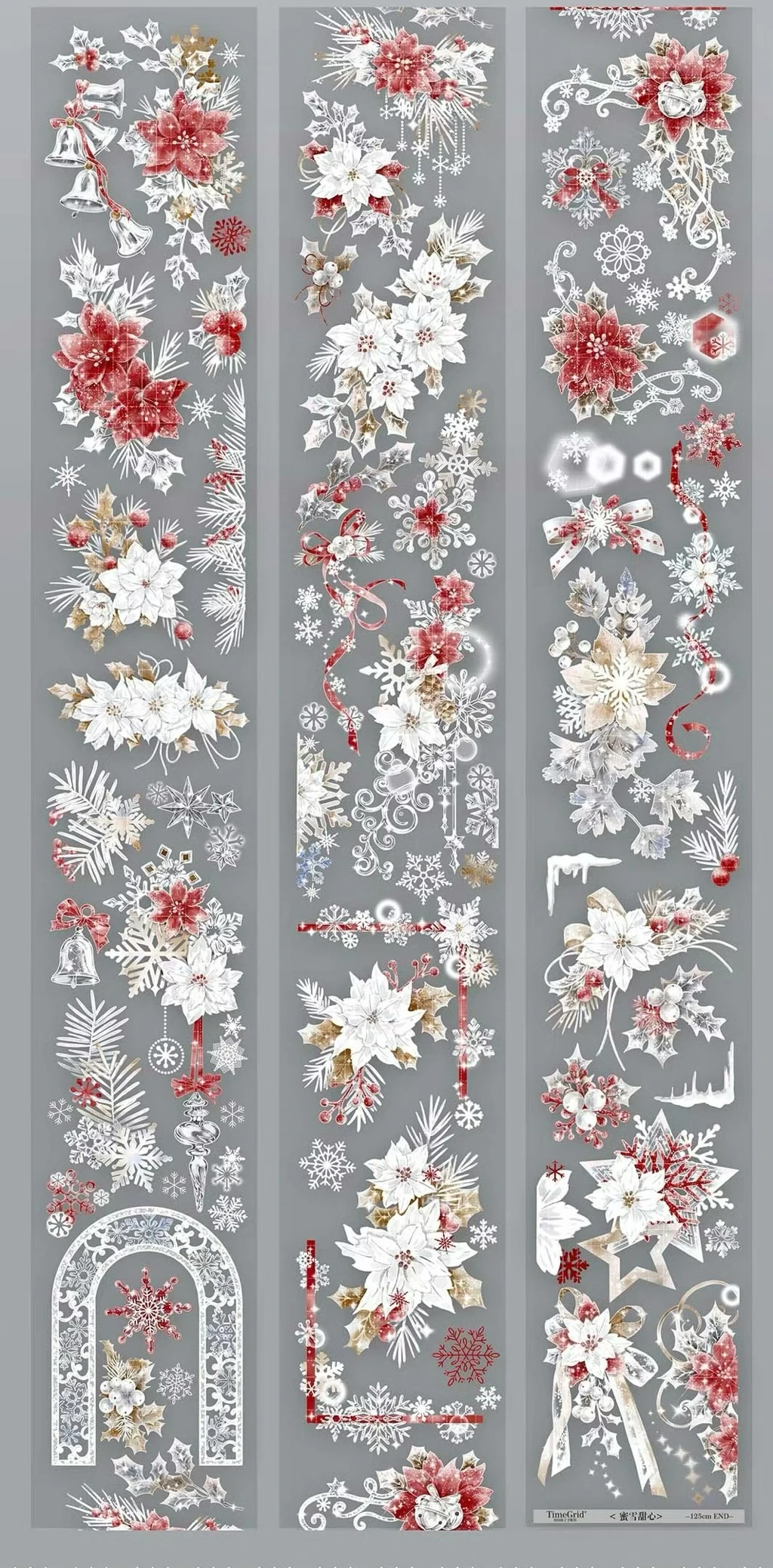 Snowflake Christmas Bell Bow Shiny Washi Pet Tape