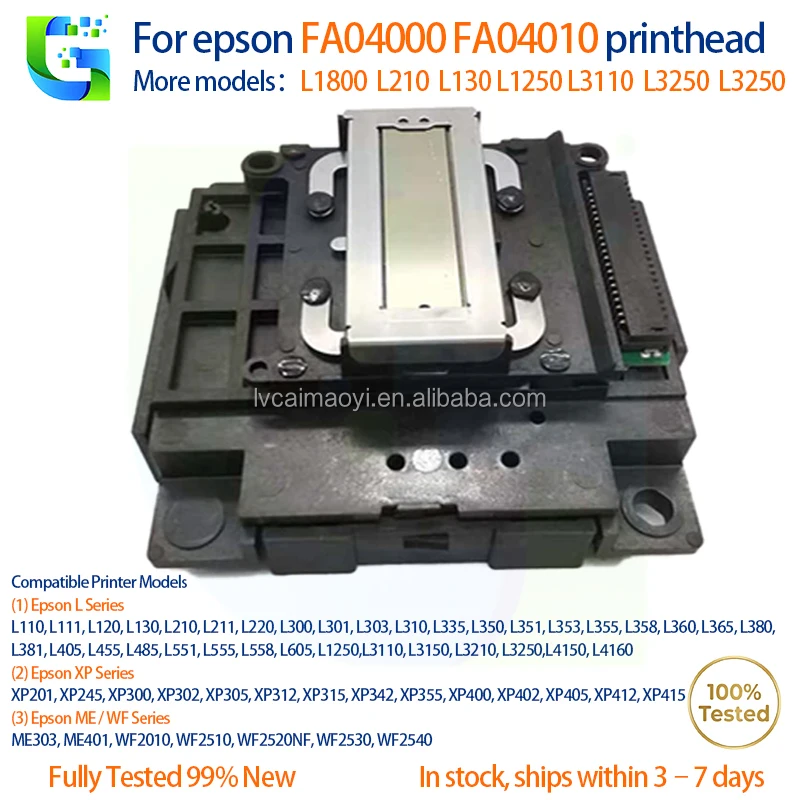 Печатающая головка FA04000 для Epson L210 L1800 L130 L301 L1250 L3110 L3250 L220 L300 L3116 L3118, 100% протестирована