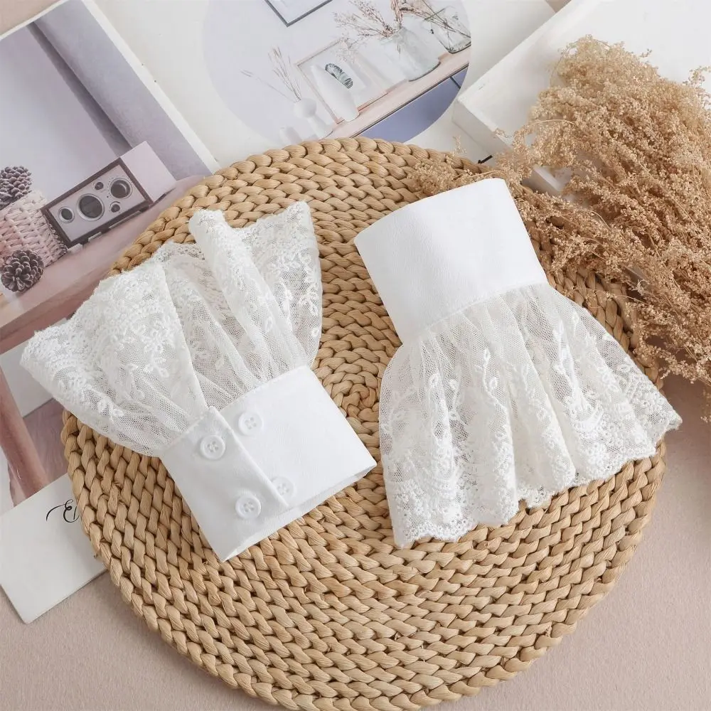 Moda encaje manga falsa Floral dulce manga puños elegante suéter desmontable decoración Otoño Invierno