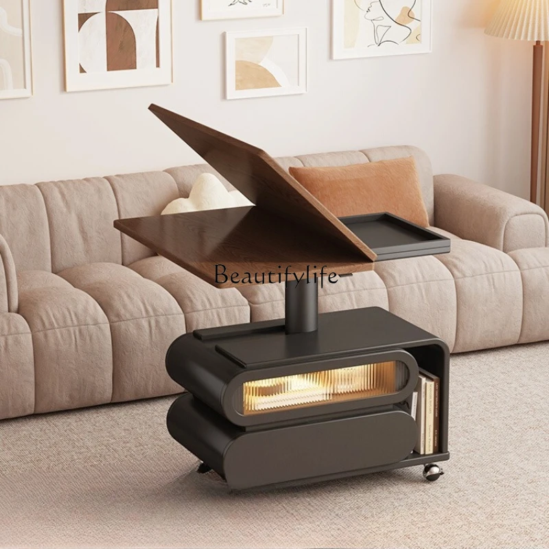 

solid wood lifting coffee table small apartment living room folding dining dual-purpose mobile side table