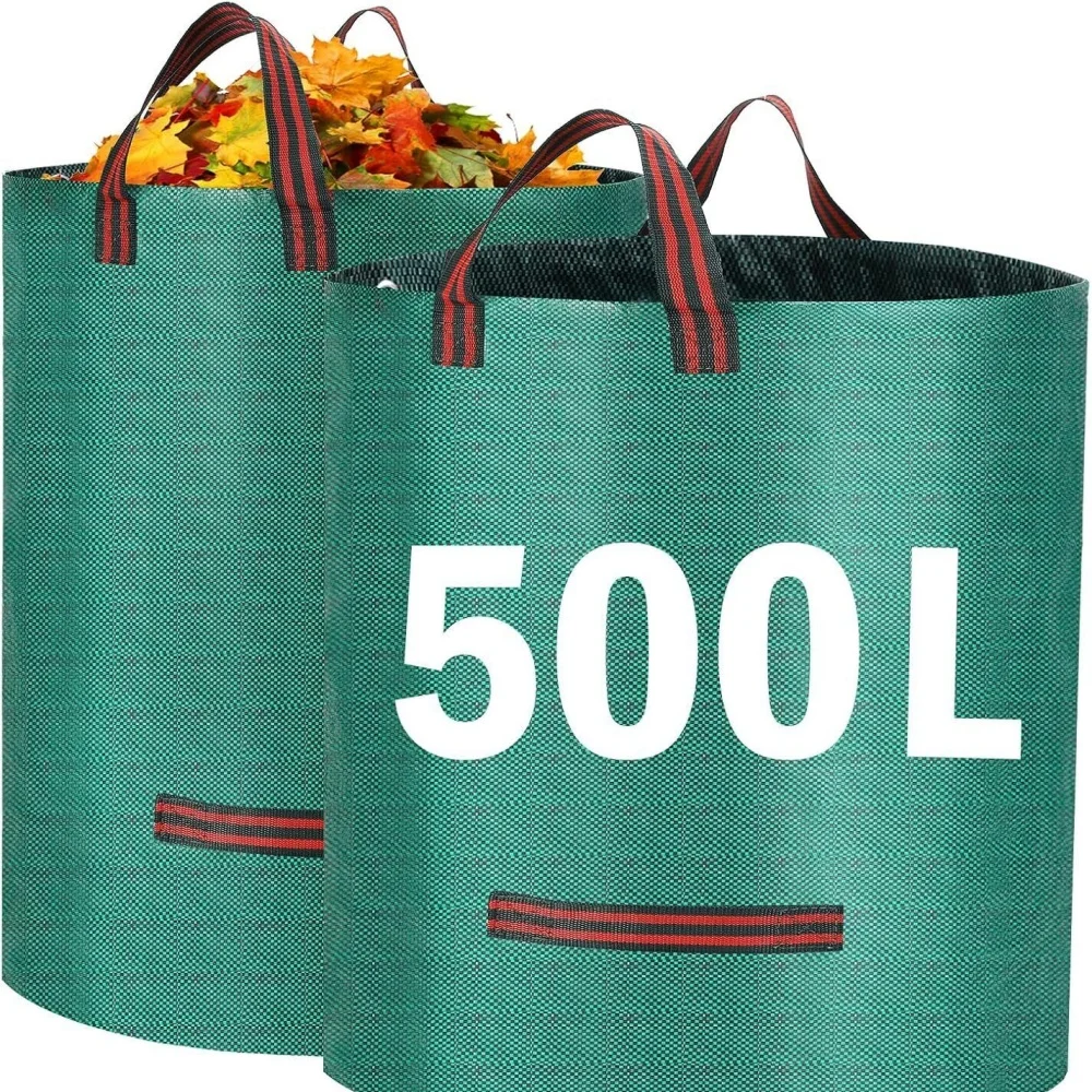 2*500L Heavy Duty Garden Waste Bags with Handles, Reusable Construction Bags UK