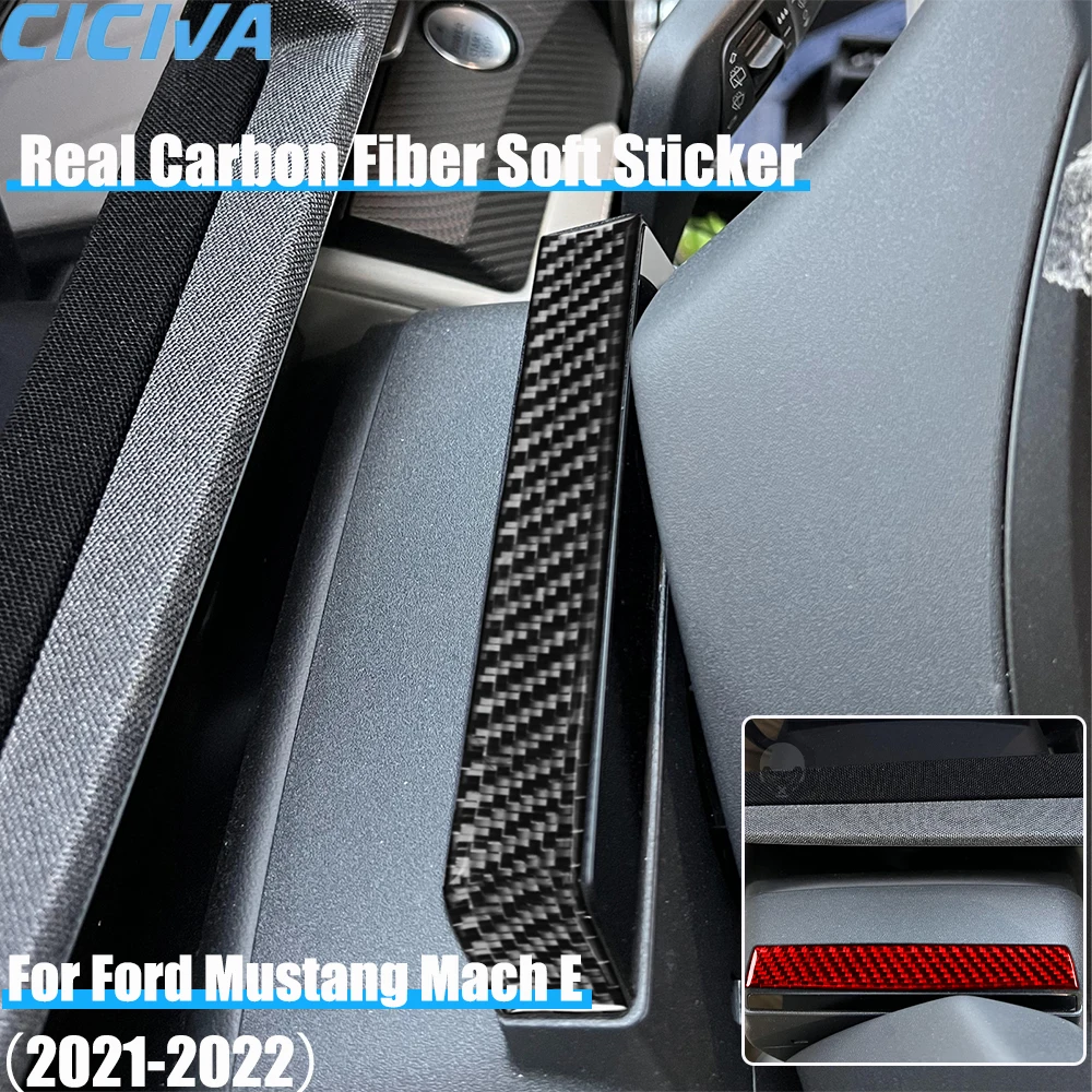 

Real Carbon Fiber Car Accessories Driver Wheel Display Trim Decorative Trim Cover Soft Sticker For Ford Mustang Mach E 2021 2022