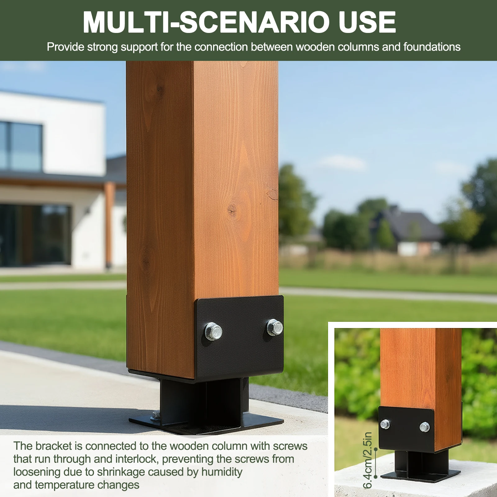 

4pcs Steel Deck Post Base U-Shaped 6x6 Powder-Coated Steel Post Bracket Inner Size 5.5inx5.5in for Porch Railing Pergola Support