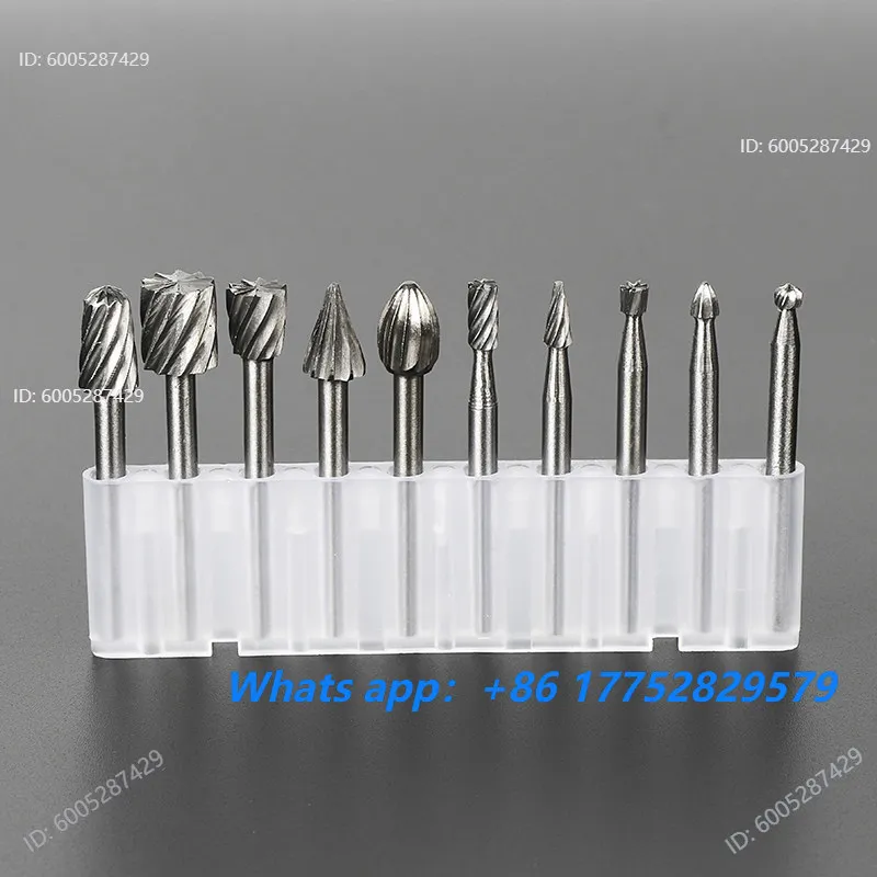 10-Piece rotating numerical control tungsten steel carbide rotary file engraving milling cutter metal grinding head