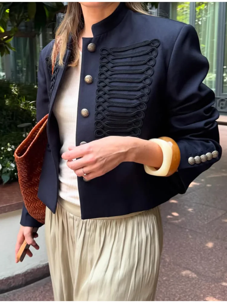 Retro Denim Military Jacket Women Solid Vintage Stand Collar Single Breasted Slim Short Jackets 2026 Lady Daily Street Outerwear 6 Retro Denim Military Jacket Women Solid Vintage Stand Collar Single Breasted Slim Short Jackets 2026 Lady Daily Street Outerwear 6