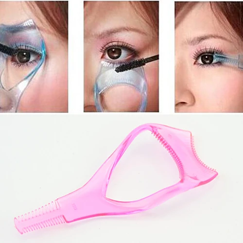 

Portable Women/Girl Crystal 3 in1 Eyelash Card Make Up Eye Mascara Eyelash Comb Plastic Applicator Guide Card Mini Tools