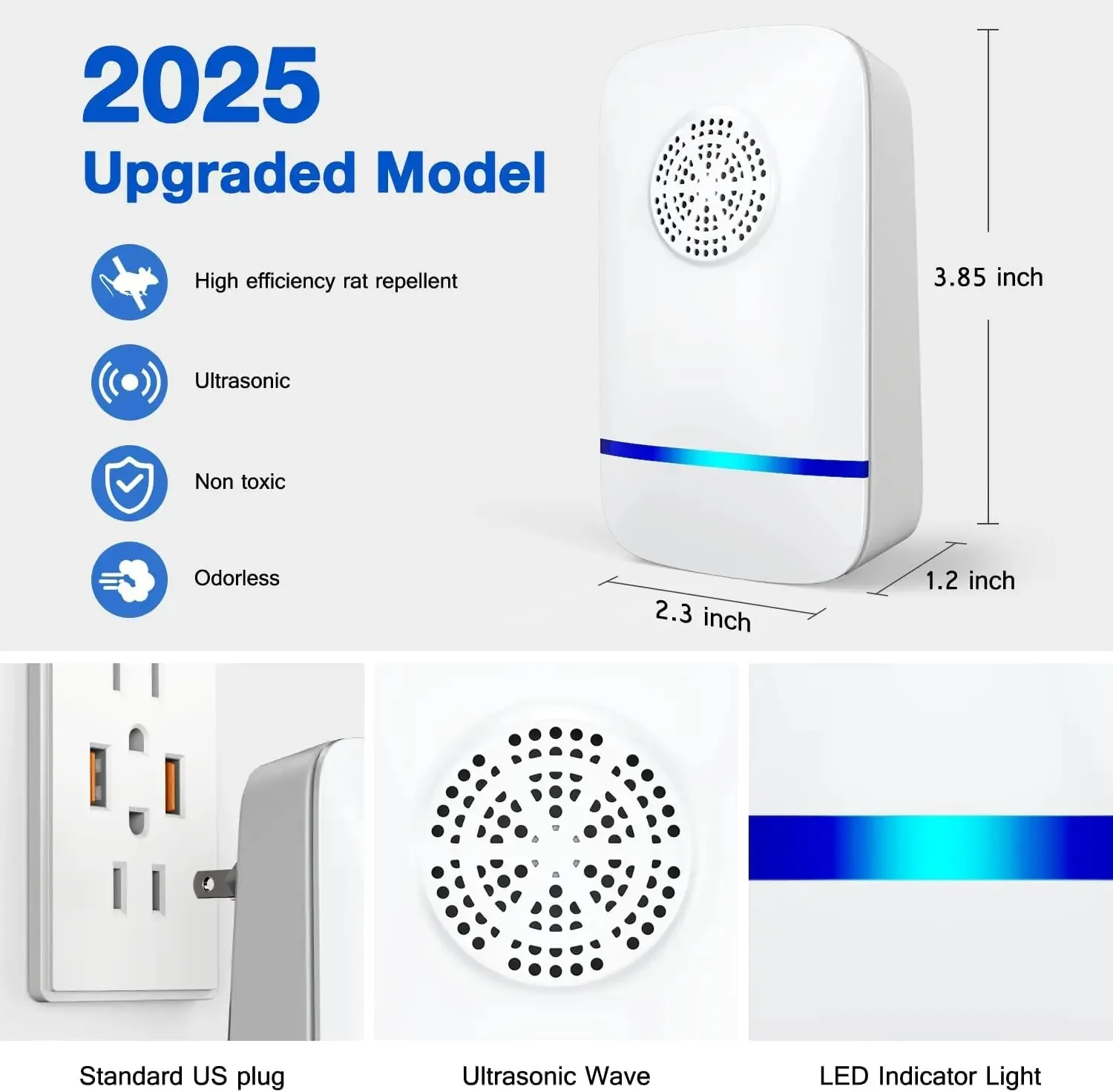 Repelente de insectos electrónico ultrasónico Repelente de plagas Control de plagas Repelente ultrasónico electrónico para interiores