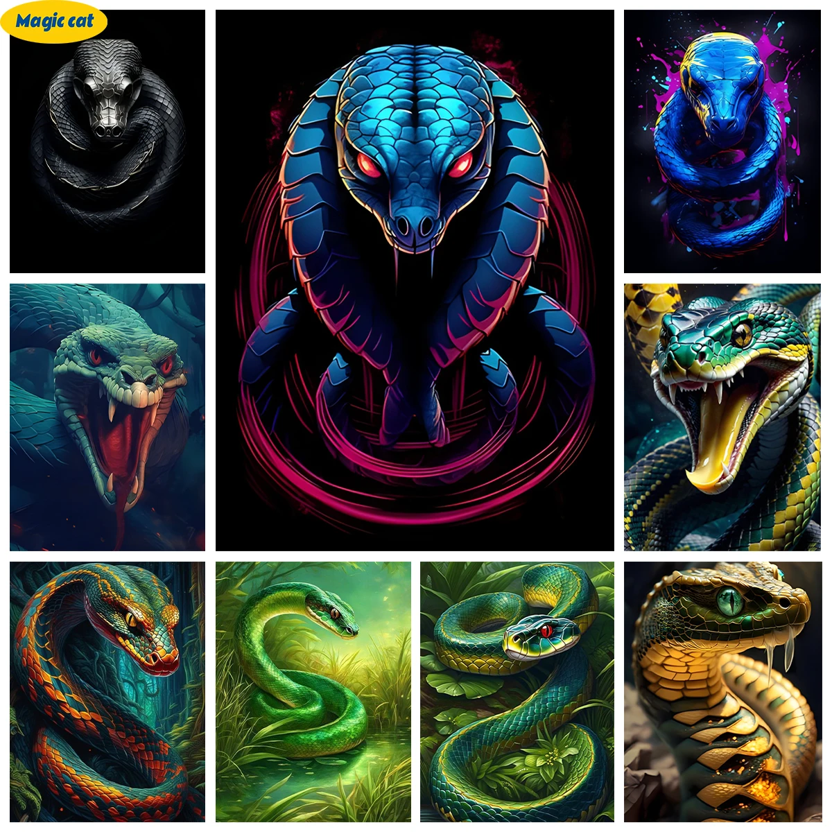 Poisonous Snake 5D Diamond Painting Reptile Diy Diamond Embroidery Cross Stitch Snake Picture Living Room Bedroom Wall Decor