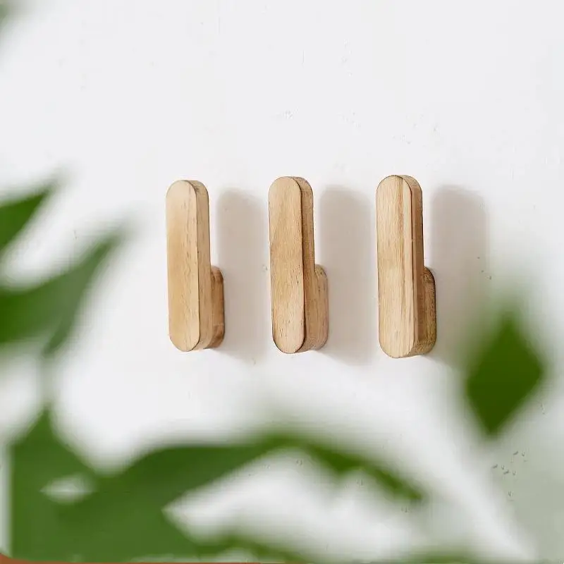 New Nordic Solid Wood Wall Hook Bathroom Bedroom Hanging Hanger Coat Towel Bag Key Storage Rack Home Decor Hook