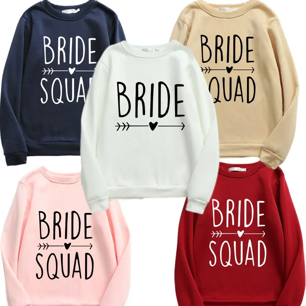 2024 Sweet Korean O-neck  Pullovers Thick Autumn Winter  Loose Hoodies  Team Bride Woman Sweatshirts