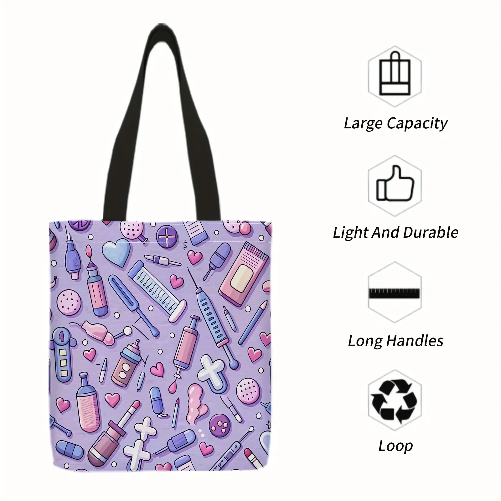 Tote Bag Unsealed Instruments, Healthcare Supplies, Syringes And Medications A Sturdy High-Quality Tote Bag with a Roomy