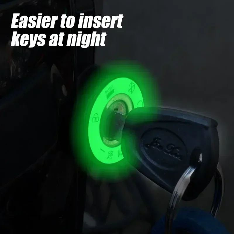 1pcs Car Keychain Stickers Luminous Interior Switch Decals Key Ring Motorcycle Surrounding Light Night Decorations