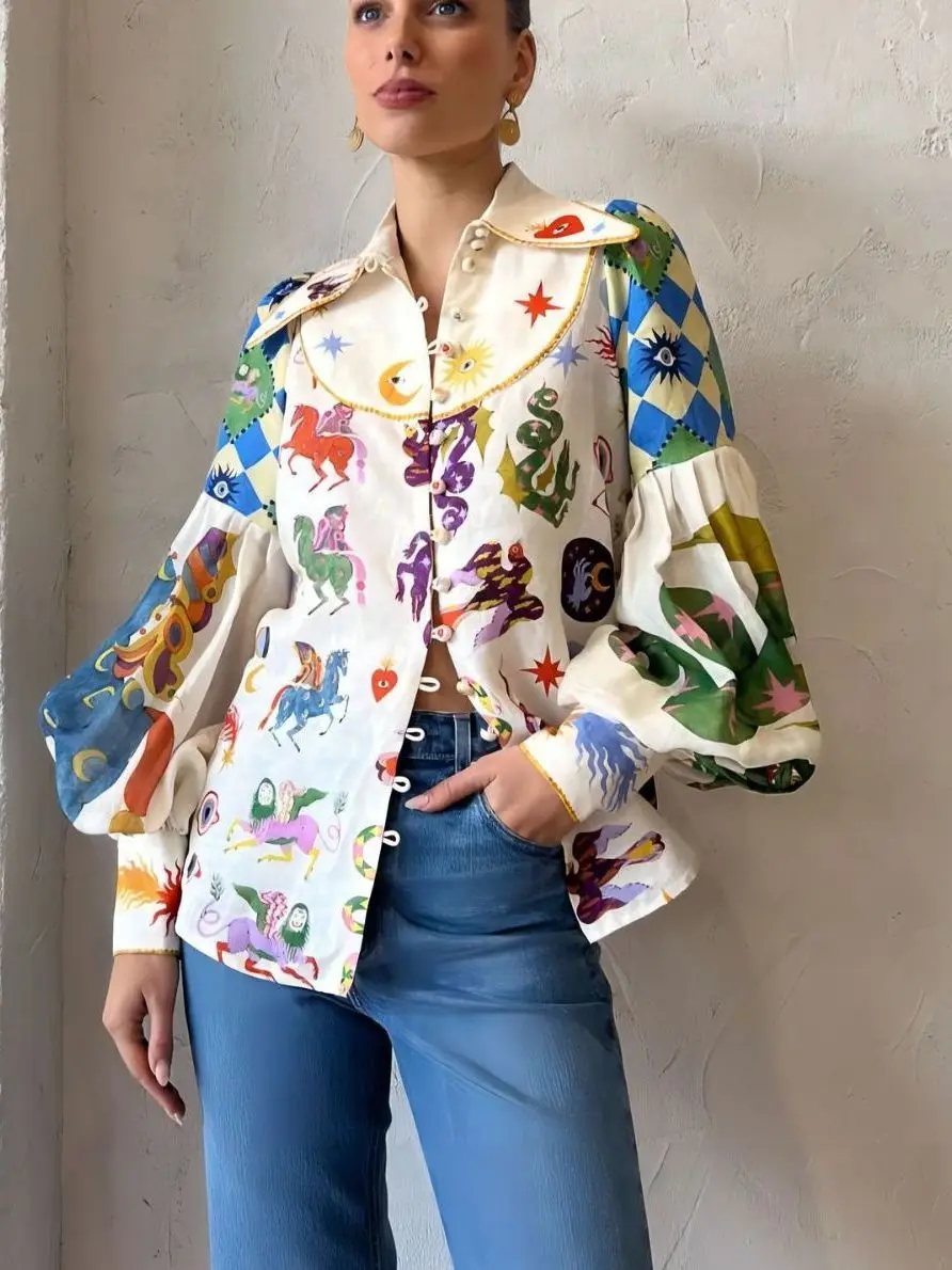 سترة نسائية مطبوعة من Faion irt كاجوال فانوس Sve سترة مفتوحة كاجوال من البوليستر طويلة Sve للتنقل والرياح