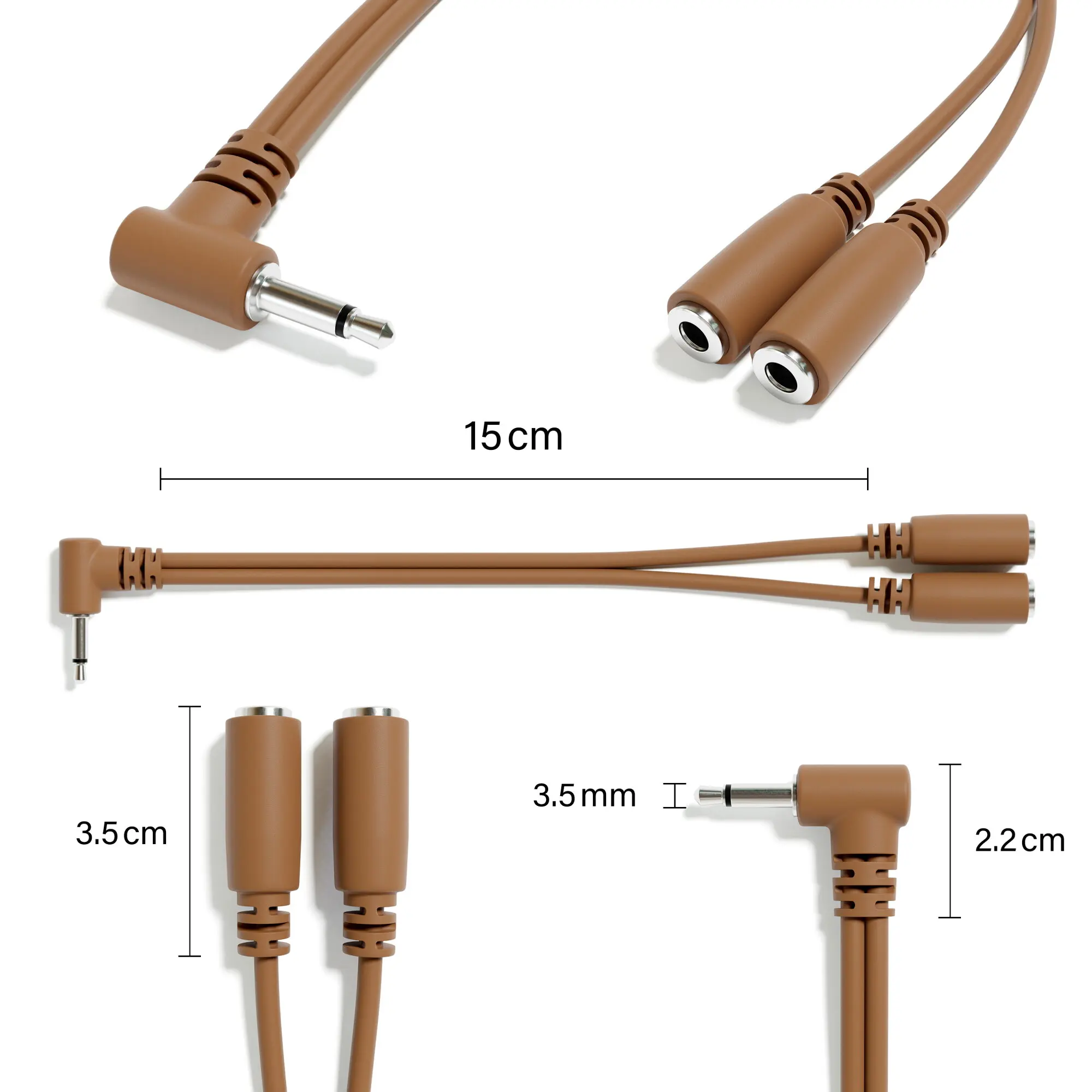 ExcelValley - 2 stuks lage profiel rechte hoek mono splitter Y patchkabels - TS 3,5 mm 1/8" voor Eurorack synthesizer