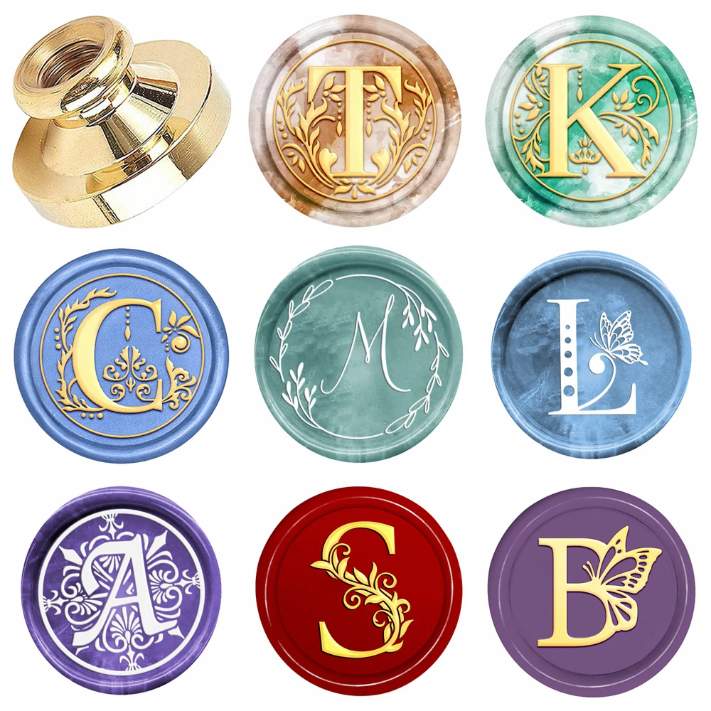 Vintage Initial Alphabet A B C S M L T K Wax Seal Stamps 25 mm Removable Brass Letter Pattern for Decorating Wedding Invitations