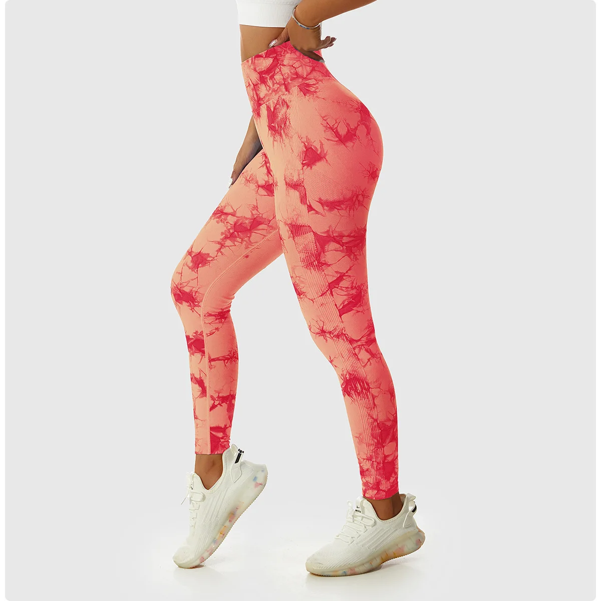 2024 New Tie Dye Gym Leggings Women Fitness Push Up Casual Sport Leggings Of Women  Running Outdoors